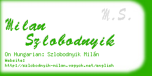 milan szlobodnyik business card