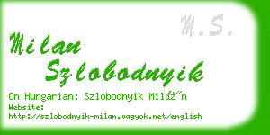 milan szlobodnyik business card